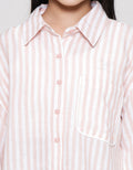 Nevada Salur Kantong Piping Bordir Stripes Kemeja Anak Perempuan