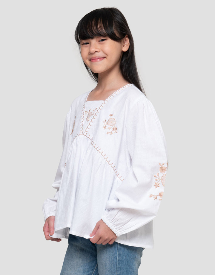 Nevada Blouse Bordir Bunga Kemeja Blouse Anak Perempuan
