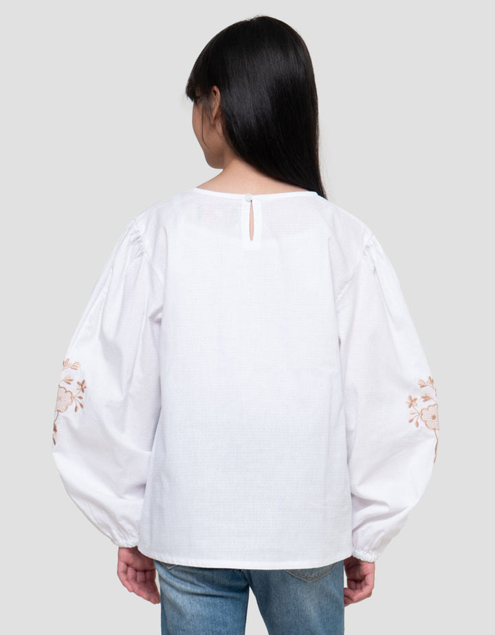 Nevada Blouse Bordir Bunga Kemeja Blouse Anak Perempuan