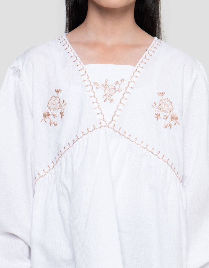 Nevada Blouse Bordir Bunga Kemeja Blouse Anak Perempuan