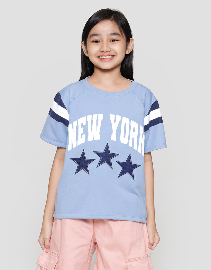 Nevada New York Aplikasi Bintang Kaos Oversize Anak Perempuan