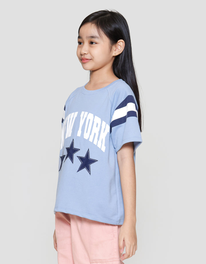 Nevada New York Aplikasi Bintang Kaos Oversize Anak Perempuan