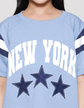 Nevada New York Aplikasi Bintang Kaos Oversize Anak Perempuan