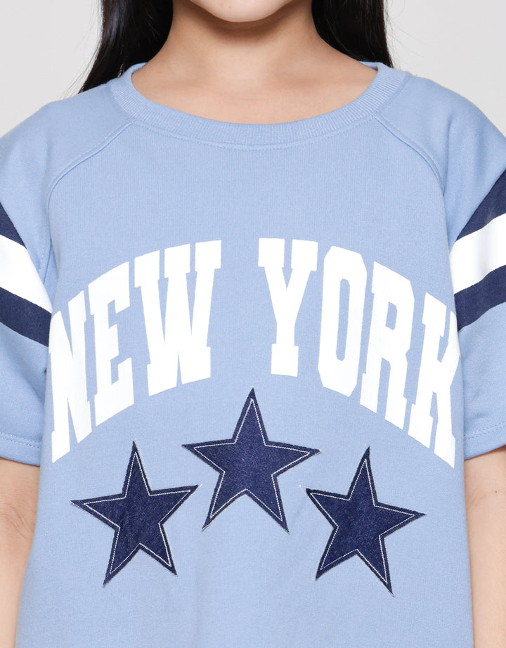 Nevada New York Aplikasi Bintang Kaos Oversize Anak Perempuan