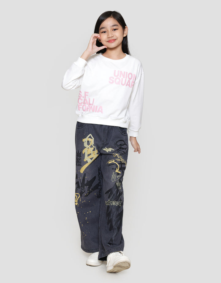 Nevada Sablon Sweater Anak Perempuan