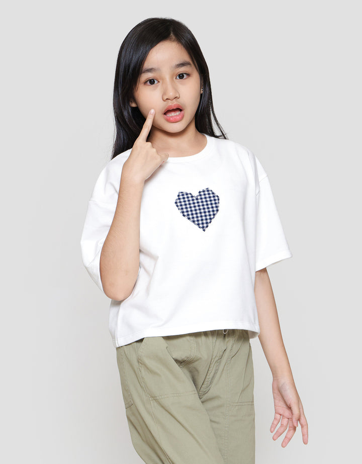 Nevada Boxy Aplikasi Woven Kotak Kaos Anak Perempuan