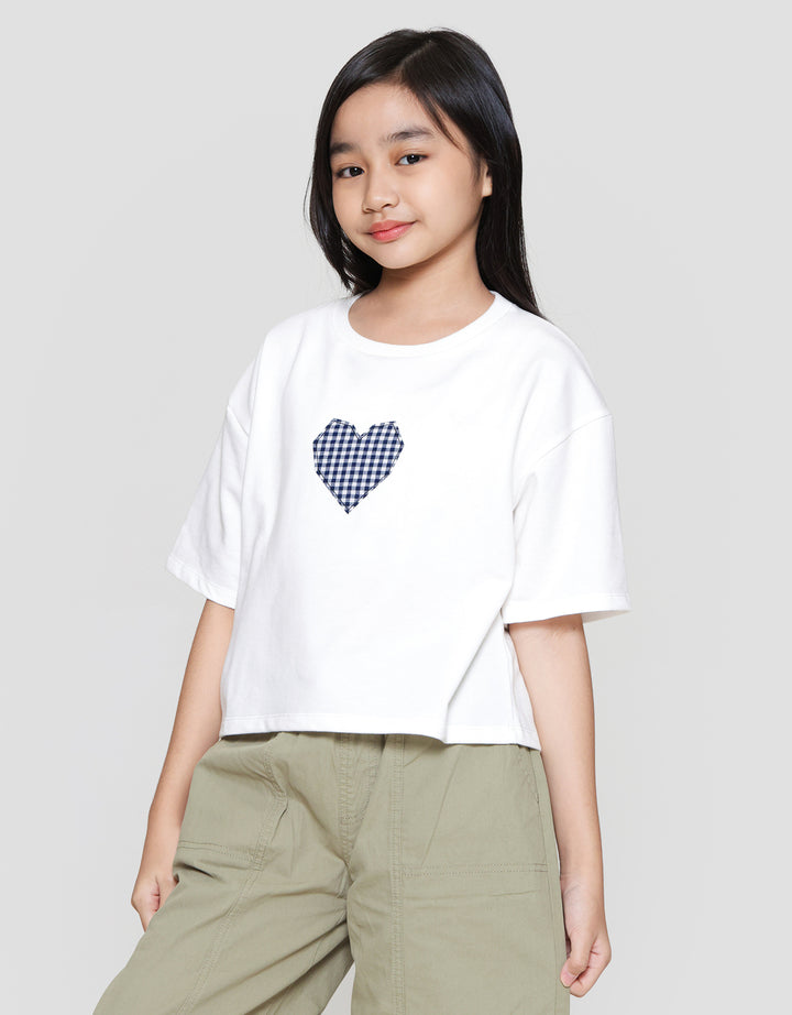 Nevada Boxy Aplikasi Woven Kotak Kaos Anak Perempuan