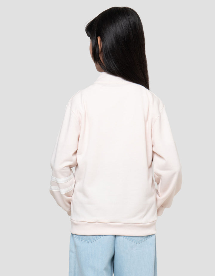 Nevada Zipper Lengan Garis 1 Bordir Sweater Anak Perempuan