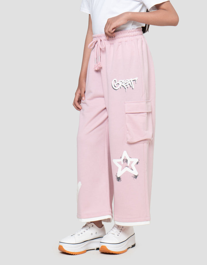 Nevada Knit Wide Leg Grafitti Celana Anak Perempuan