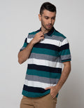 Cole Short Sleeve Polo Shirt Stripe Solid Shoulder