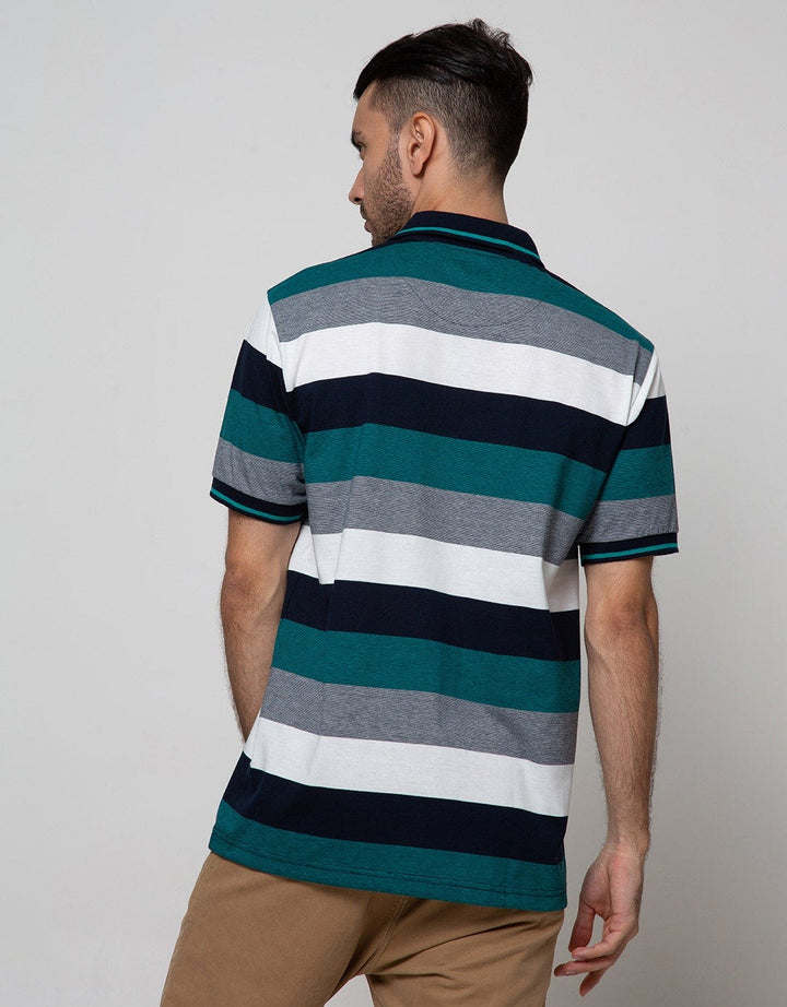 Cole Short Sleeve Polo Shirt Stripe Solid Shoulder