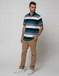 Cole Short Sleeve Polo Shirt Stripe Solid Shoulder