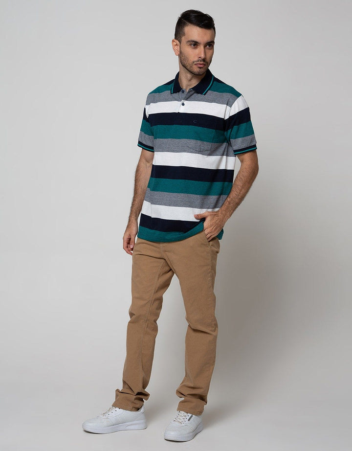 Cole Short Sleeve Polo Shirt Stripe Solid Shoulder