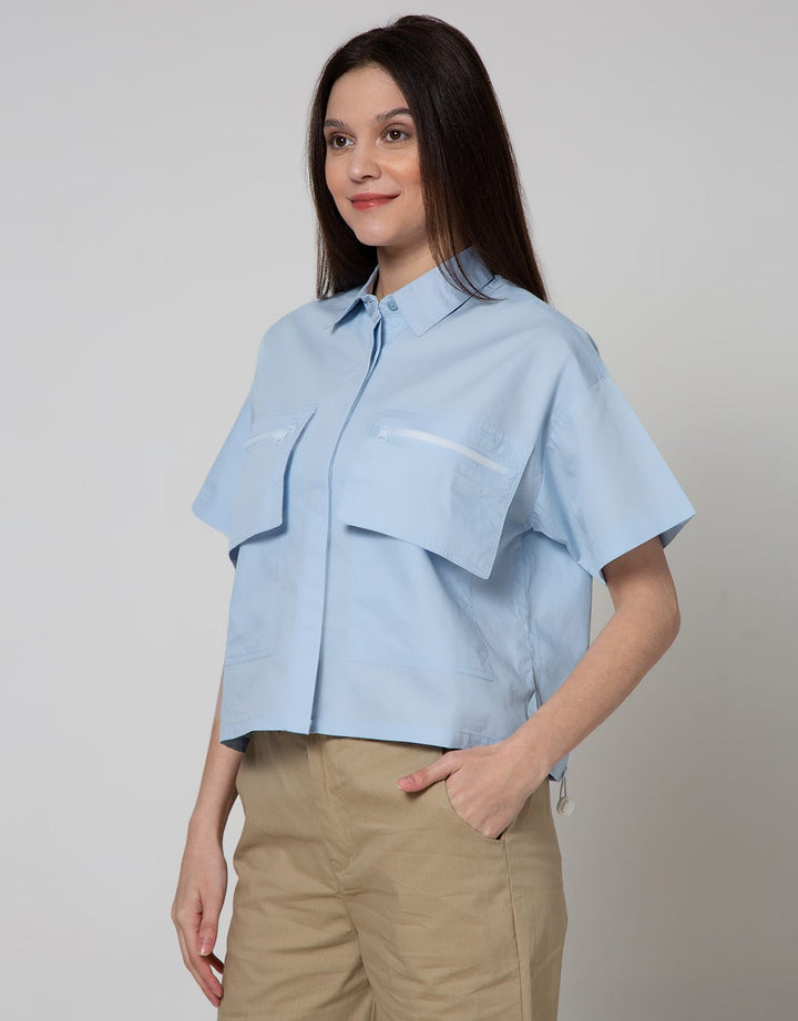 Details Short Sleeve Shirt Half Sleeve Cargo Pocket And String