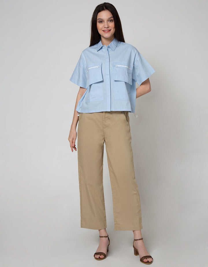 Details Short Sleeve Shirt Half Sleeve Cargo Pocket And String