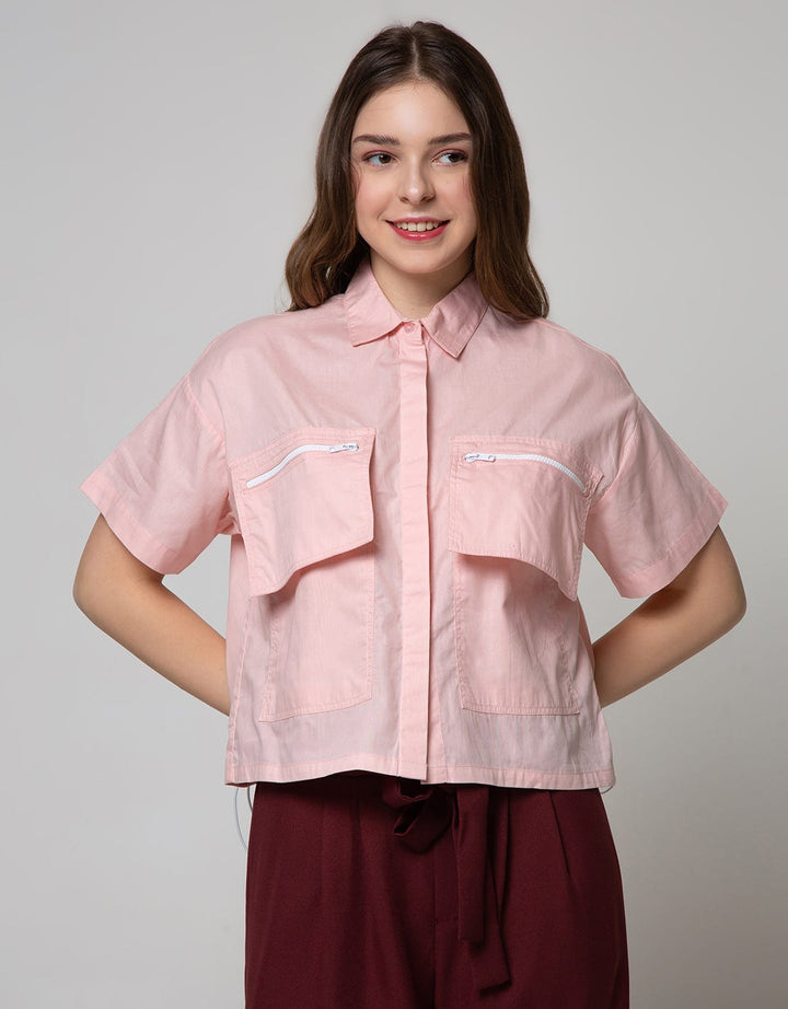 Details Short Sleeve Shirt Half Sleeve Cargo Pocket And String