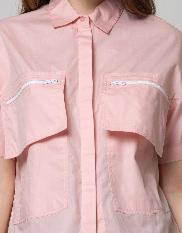 Details Short Sleeve Shirt Half Sleeve Cargo Pocket And String
