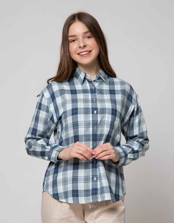 Nevada Long Sleeve Shirt Top Rayon Check