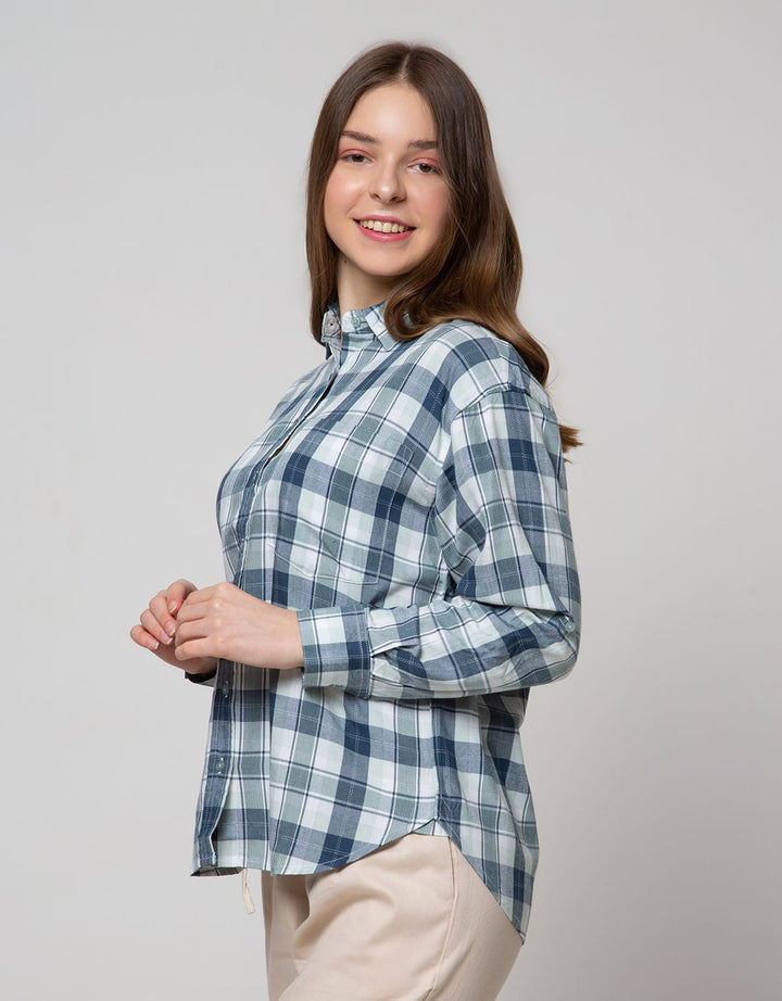 Nevada Long Sleeve Shirt Top Rayon Check