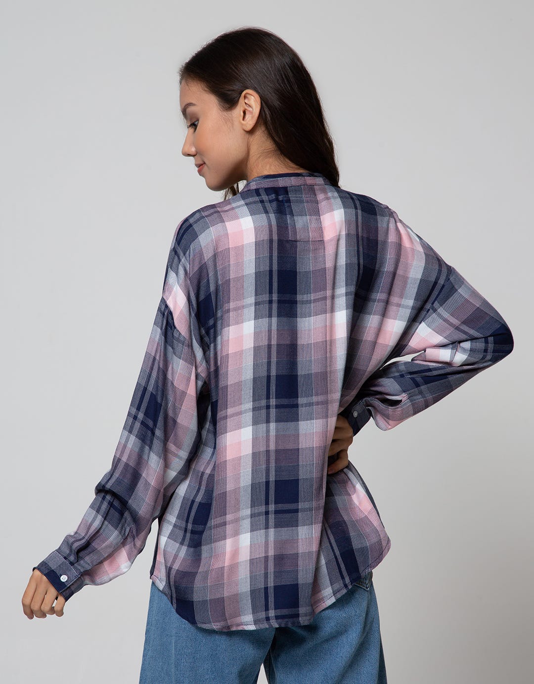 Nevada Long Sleeve Shirt Top Check Rayon