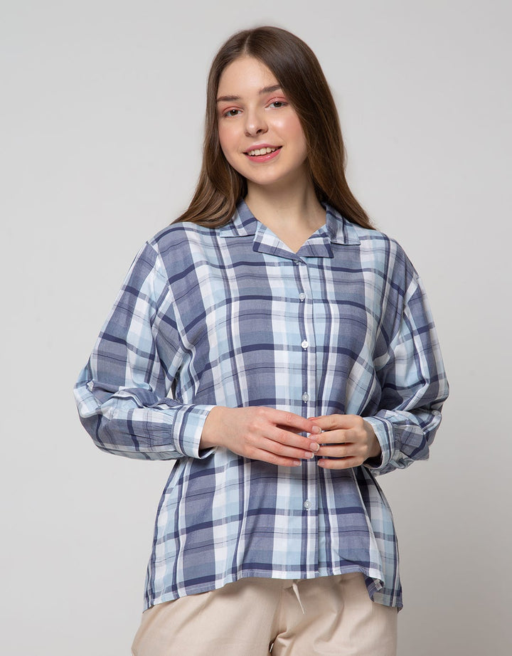 Nevada Long Sleeve Shirt Top Check Rayon