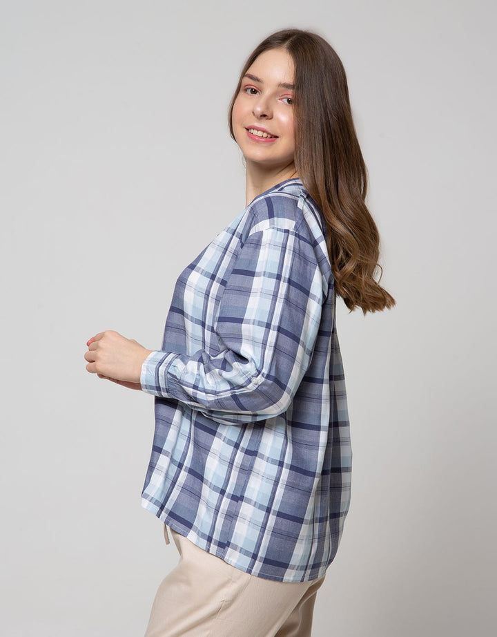 Nevada Long Sleeve Shirt Top Check Rayon