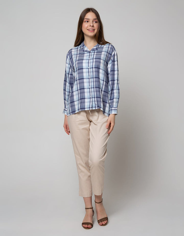 Nevada Long Sleeve Shirt Top Check Rayon