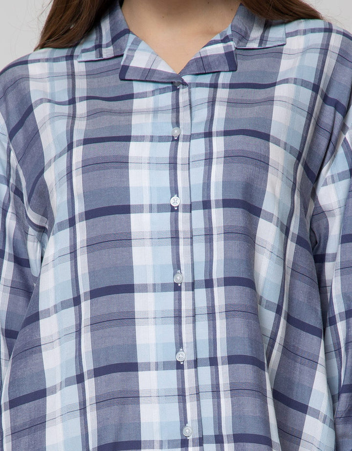 Nevada Long Sleeve Shirt Top Check Rayon