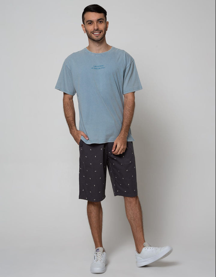 Nevada Short Pants Rib Print Leaf