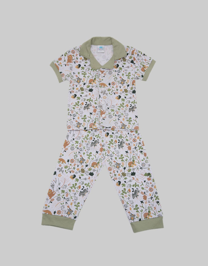Pipiniko Top - Bottom Boys Short Sleeve Jungle Pajama Set