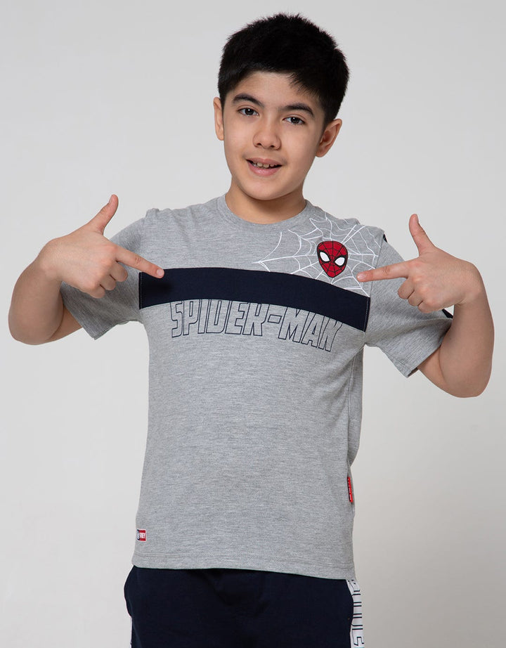 Marvel Spiderman Kombinasi Stripe Logo Short Sleeve T-Shirt