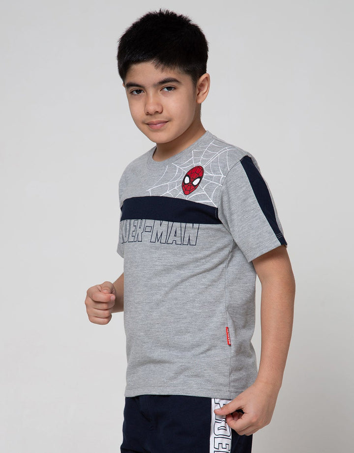 Marvel Spiderman Kombinasi Stripe Logo Short Sleeve T-Shirt