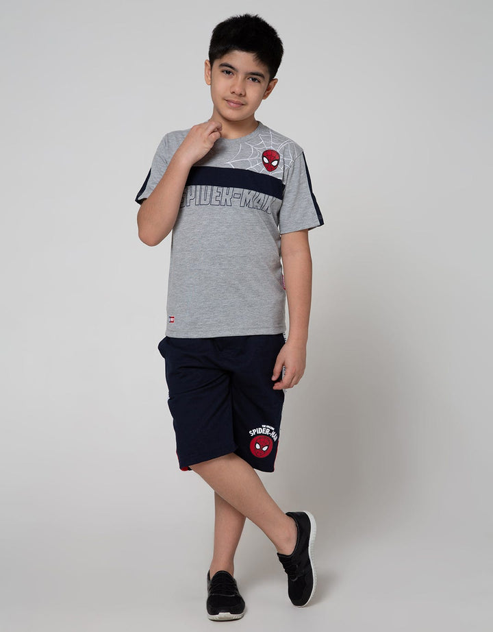 Marvel Spiderman Kombinasi Stripe Logo Short Sleeve T-Shirt