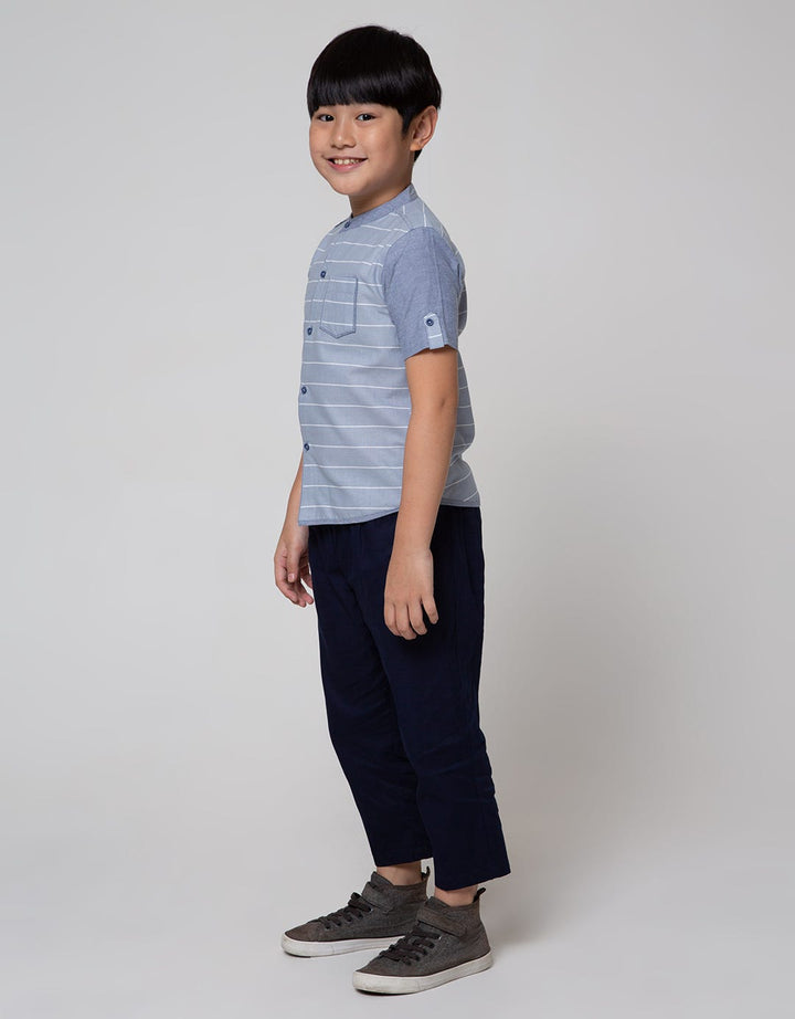 Little M Top Bottom Set Slub Stripe Top - Bottom Set