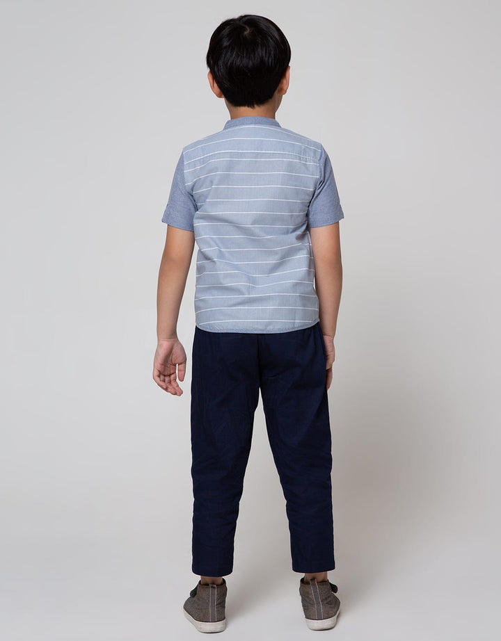 Little M Top Bottom Set Slub Stripe Top - Bottom Set