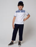 Little M Top Bottom Set Oxford Bordir Depan Top - Bottom Set