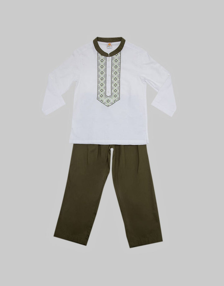 Little M Top Bottom Set Oxford Bordir Tengah