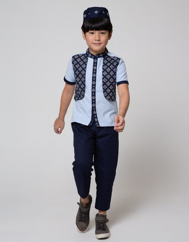 Little M Top Bottom Set Oxford Vest