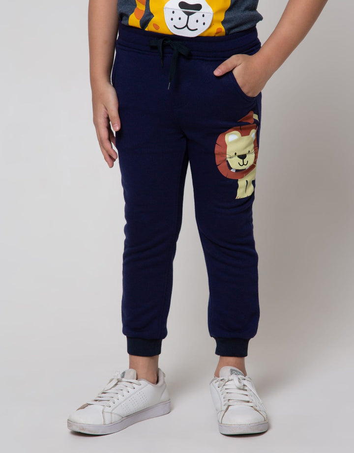 Little M Long Pants Jogger Baby Terry Lion Flip