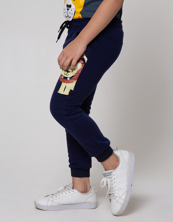 Little M Long Pants Jogger Baby Terry Lion Flip