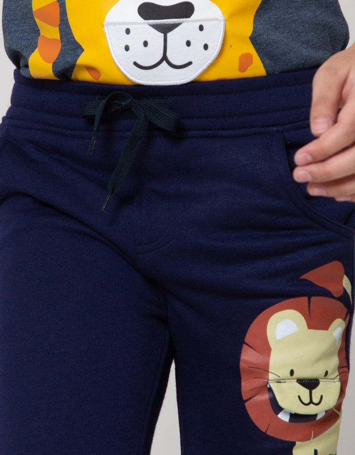 Little M Long Pants Jogger Baby Terry Lion Flip