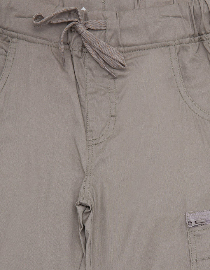 Little M Long Pants Woven Rib Zipper