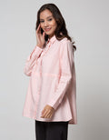 Details Long Sleeve Shirt Pink With Half Belt