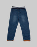 Little M Denim Long Pants Rib Non St Cut N Sewn