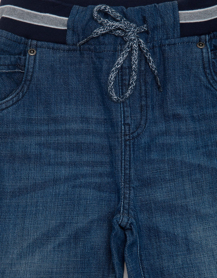 Little M Denim Long Pants Rib Non St Cut N Sewn