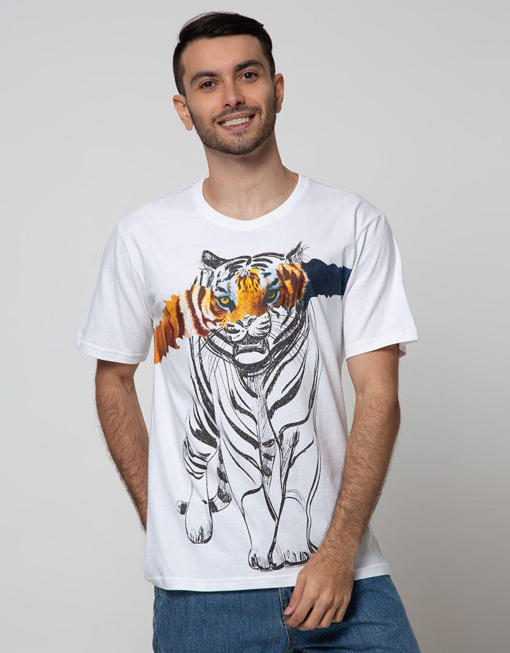 T Zone Short Sleeve T-Shirt Photoprint Thema Animal Tiger