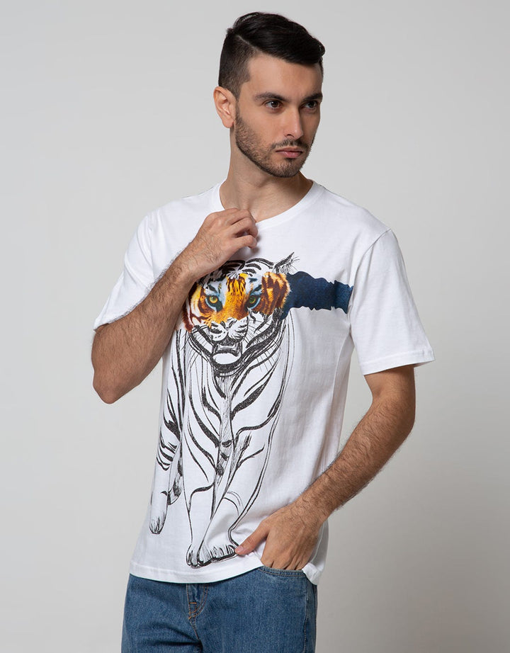 T Zone Short Sleeve T-Shirt Photoprint Thema Animal Tiger