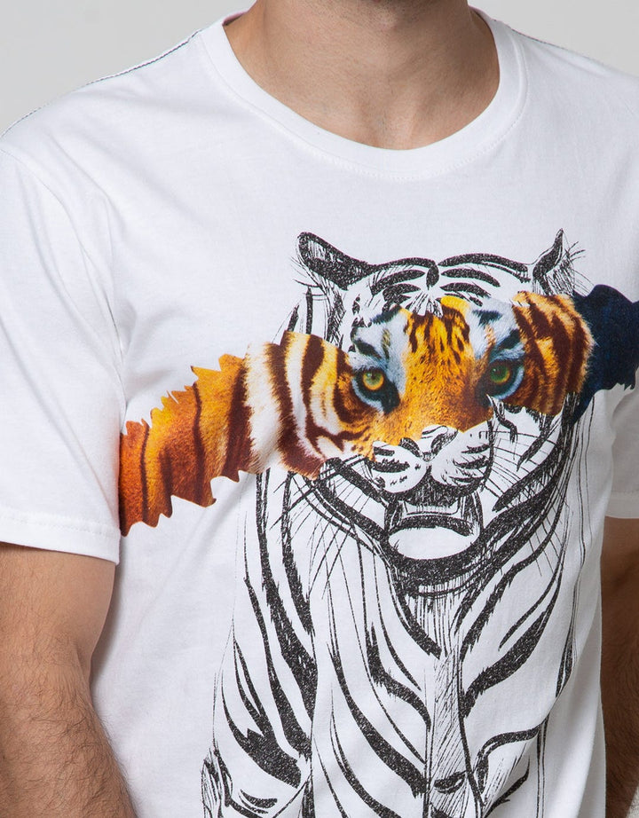 T Zone Short Sleeve T-Shirt Photoprint Thema Animal Tiger