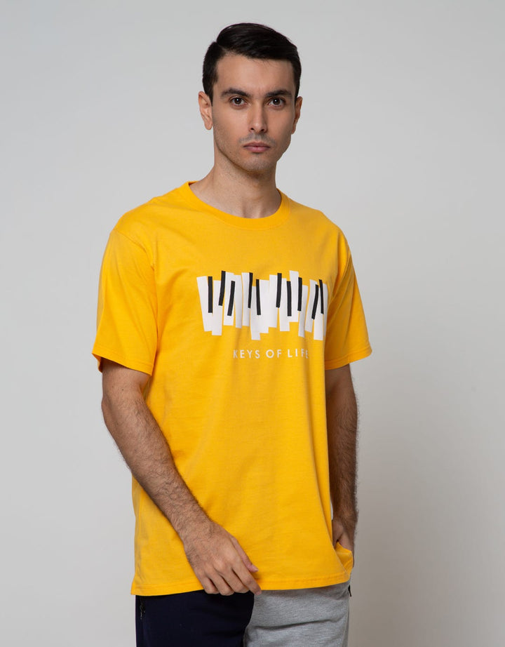 T Zone Short Sleeve T-Shirt Big Size Print Theme Music Piano
