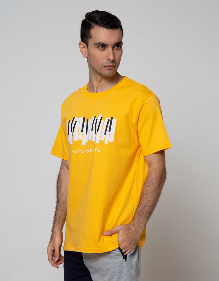 T Zone Short Sleeve T-Shirt Big Size Print Theme Music Piano
